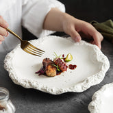 Rock Texture Ruffled Ceramic Round Plate | Yedwo Design